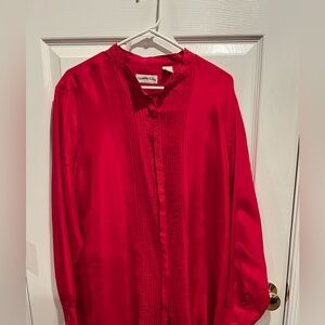 Franklin Klein Women’s Silk Vibrant Red Button Down Shirt